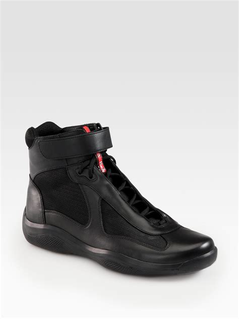 black high top prada sneakers.